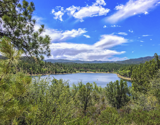 A beautiful summer day view of a local Prescott area lake