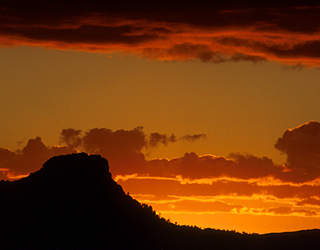 Thumb Butte with a dramatic sunset