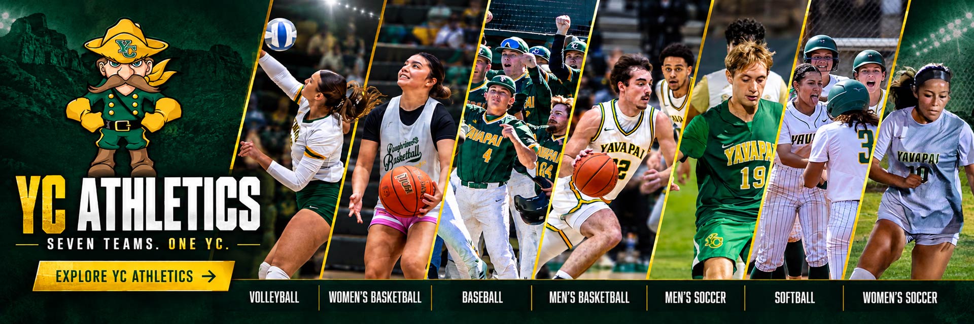 Explore YC Athletics—seven Roughrider teams, one YC.