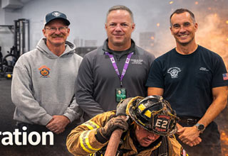 Firefighters  stand inside the newly equipped gym at the Central Arizona Regional Training Academy (CARTA), supporting the physical conditioning required for modern fire service.