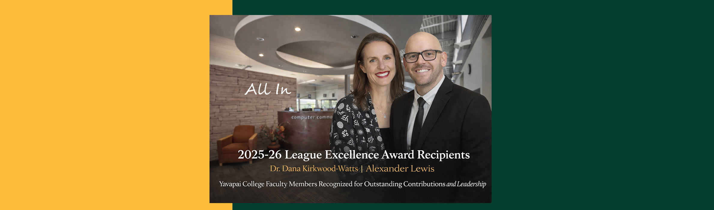 Yavapai College faculty members Dr. Dana Kirkwood-Watts and Alexander Lewis in the Prescott Campus Computer Commons.