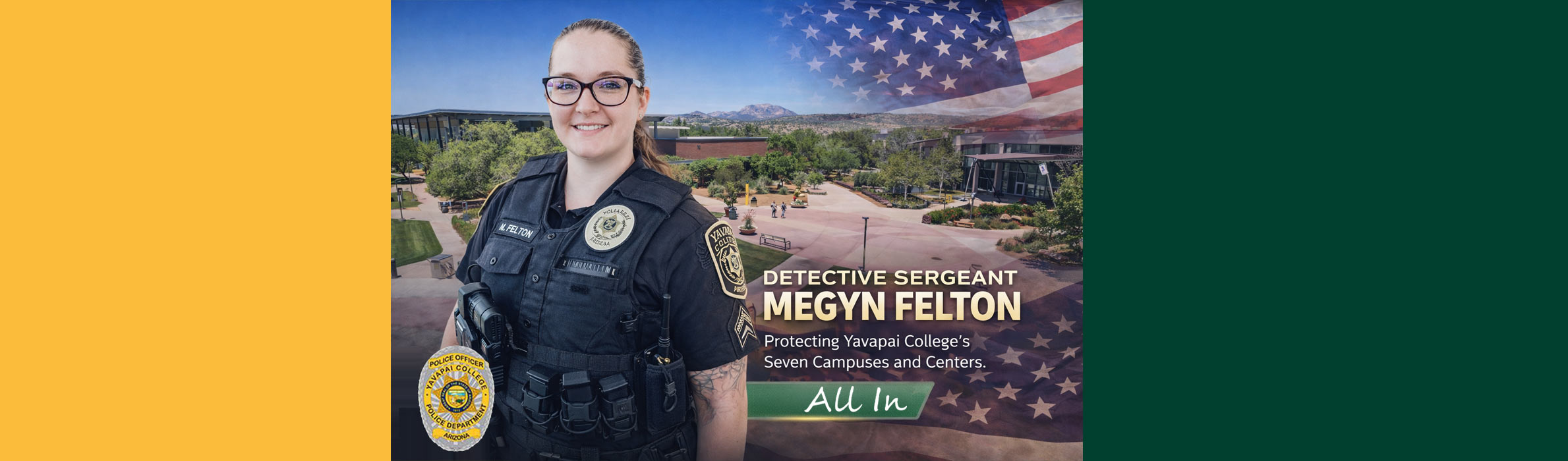 Megyn Felton in uniform on campus