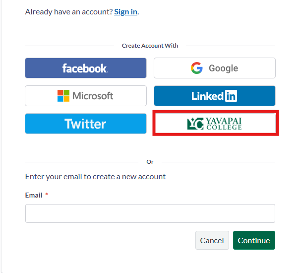 Example of account creation on Parchment